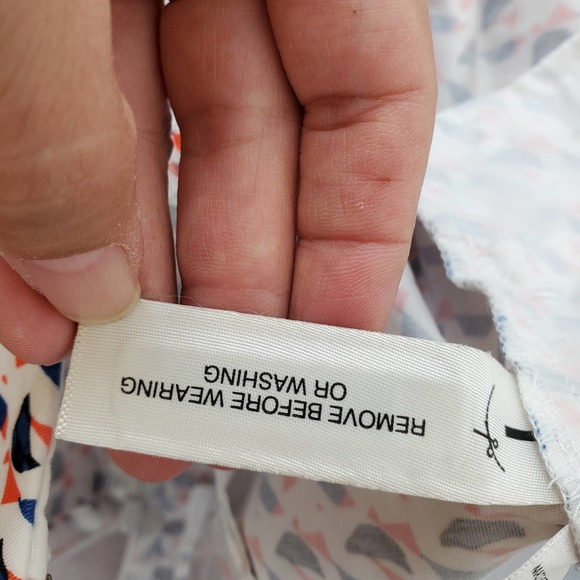 Ann Taylor Madison Womens 8 Orange Navy Blue White Geometric Pencil Skirt - Picture 9 of 11